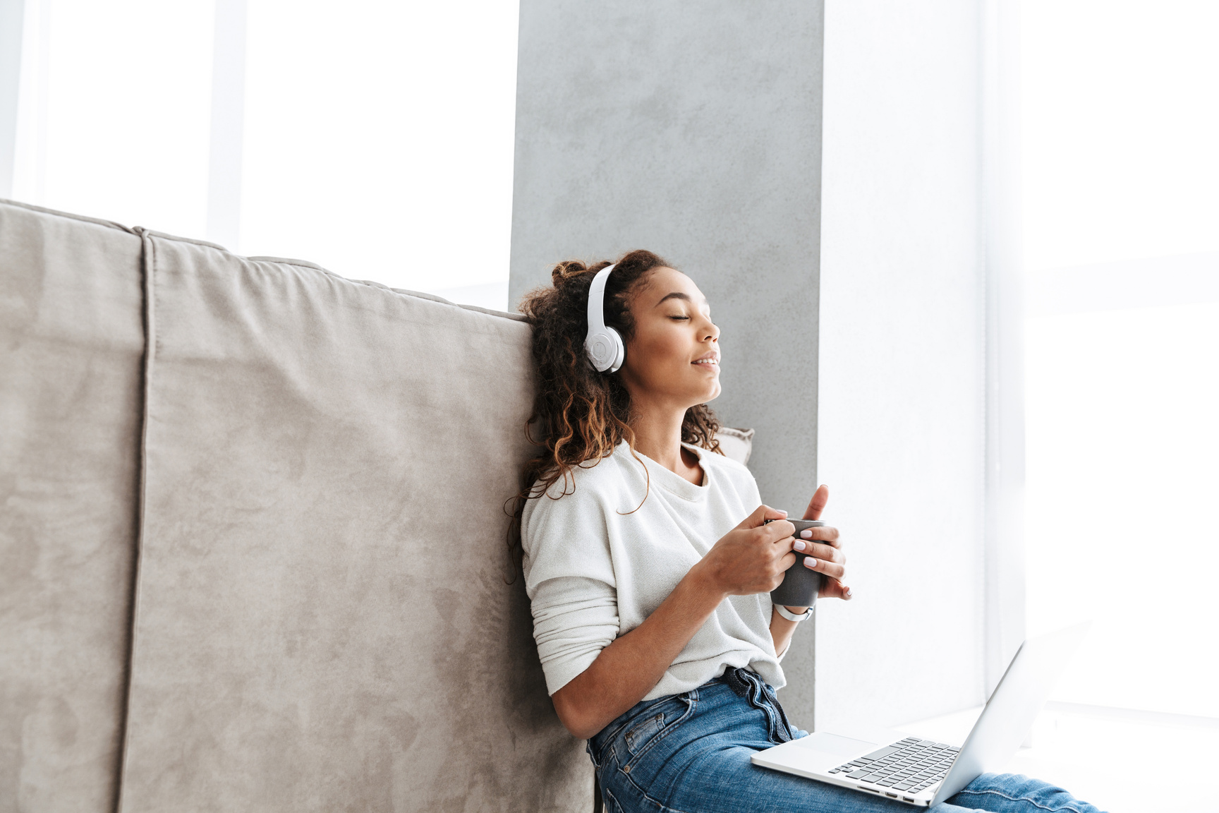 Girl Wearing Headphones 